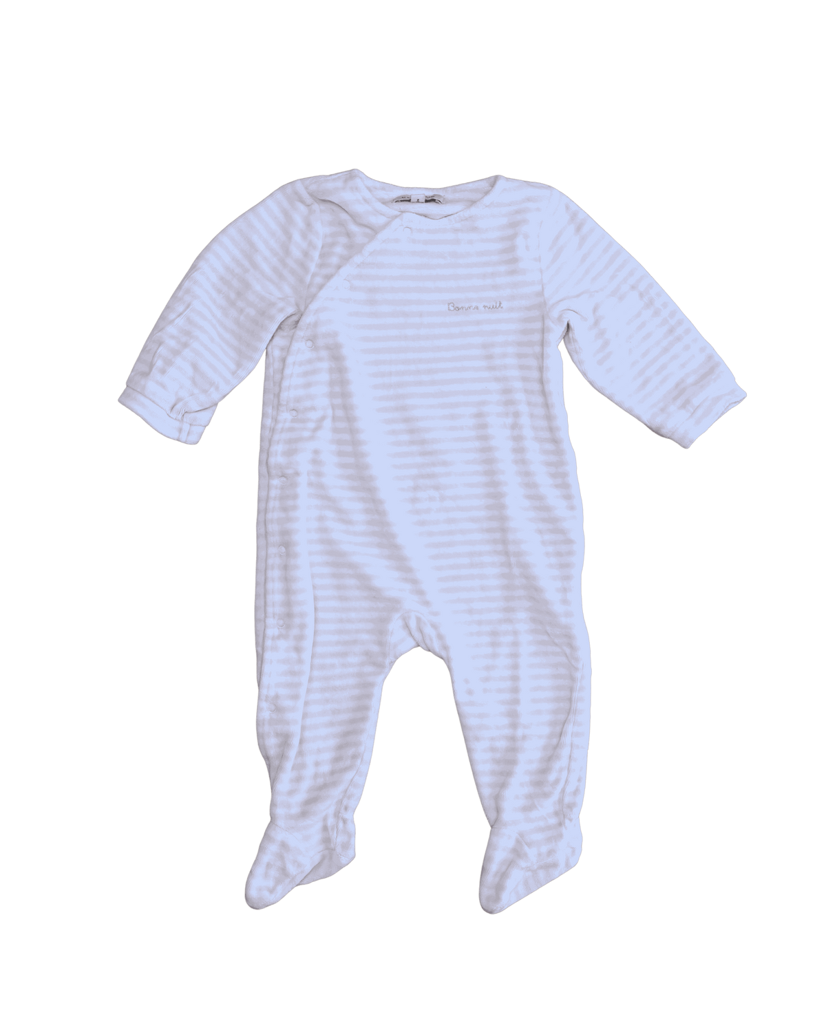 Cyrillus Paris Pink and White Striped Footed Pajamas 9M