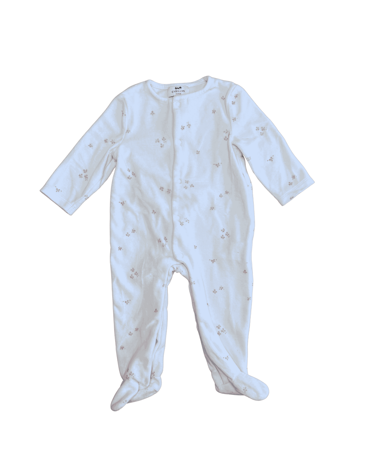 Cyrillus Paris White and Pink Footed Pajamas 12M