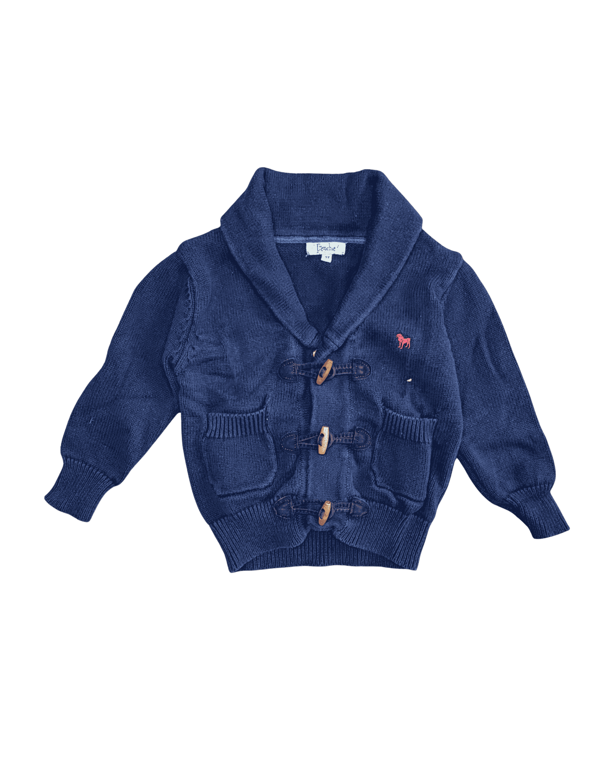 Frenchie Mini Couture Navy Cardigan with Green Elbow Pads 2Y
