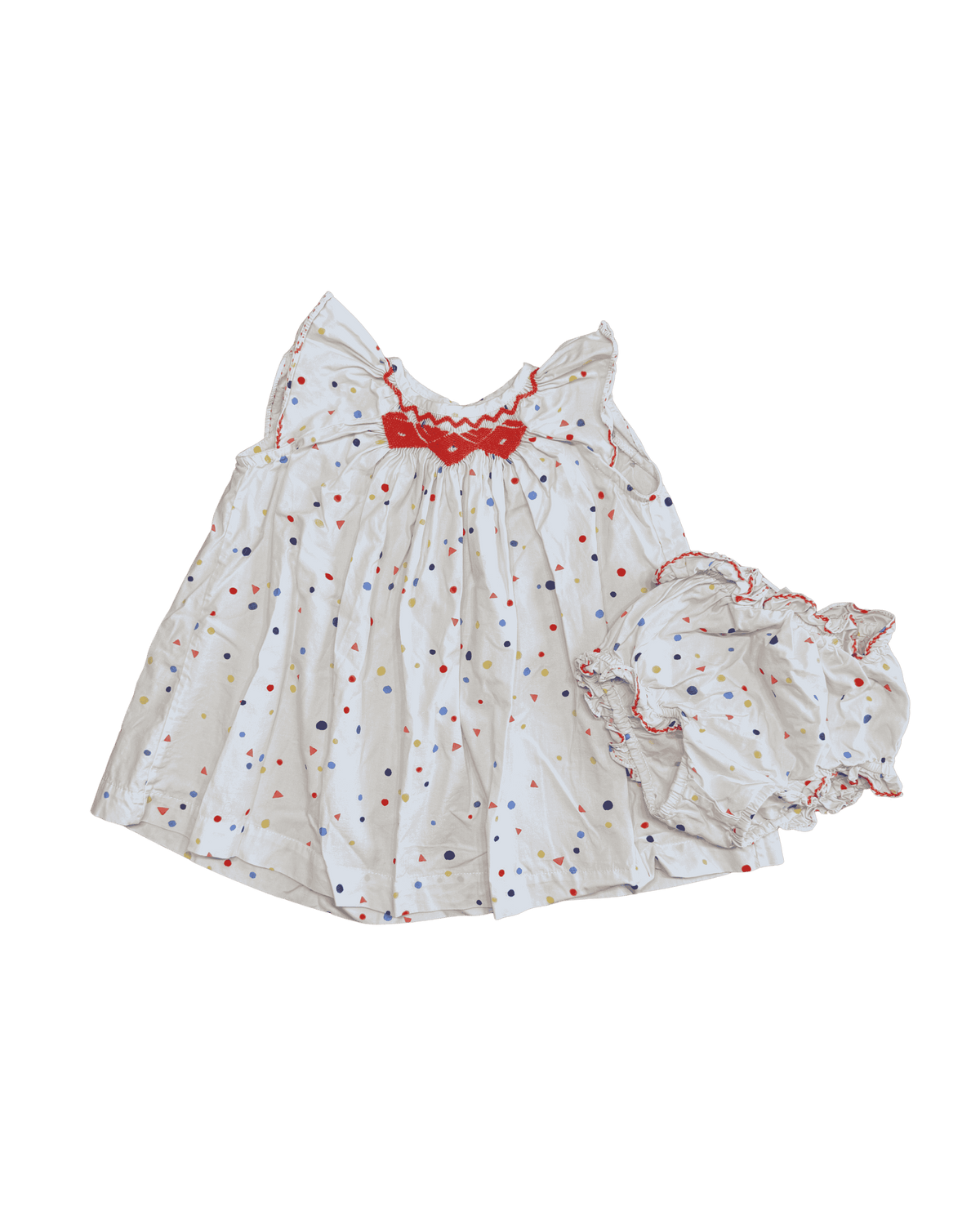 Oso & Me White Polka Dot Smocked Dress and Bloomers Set 12M