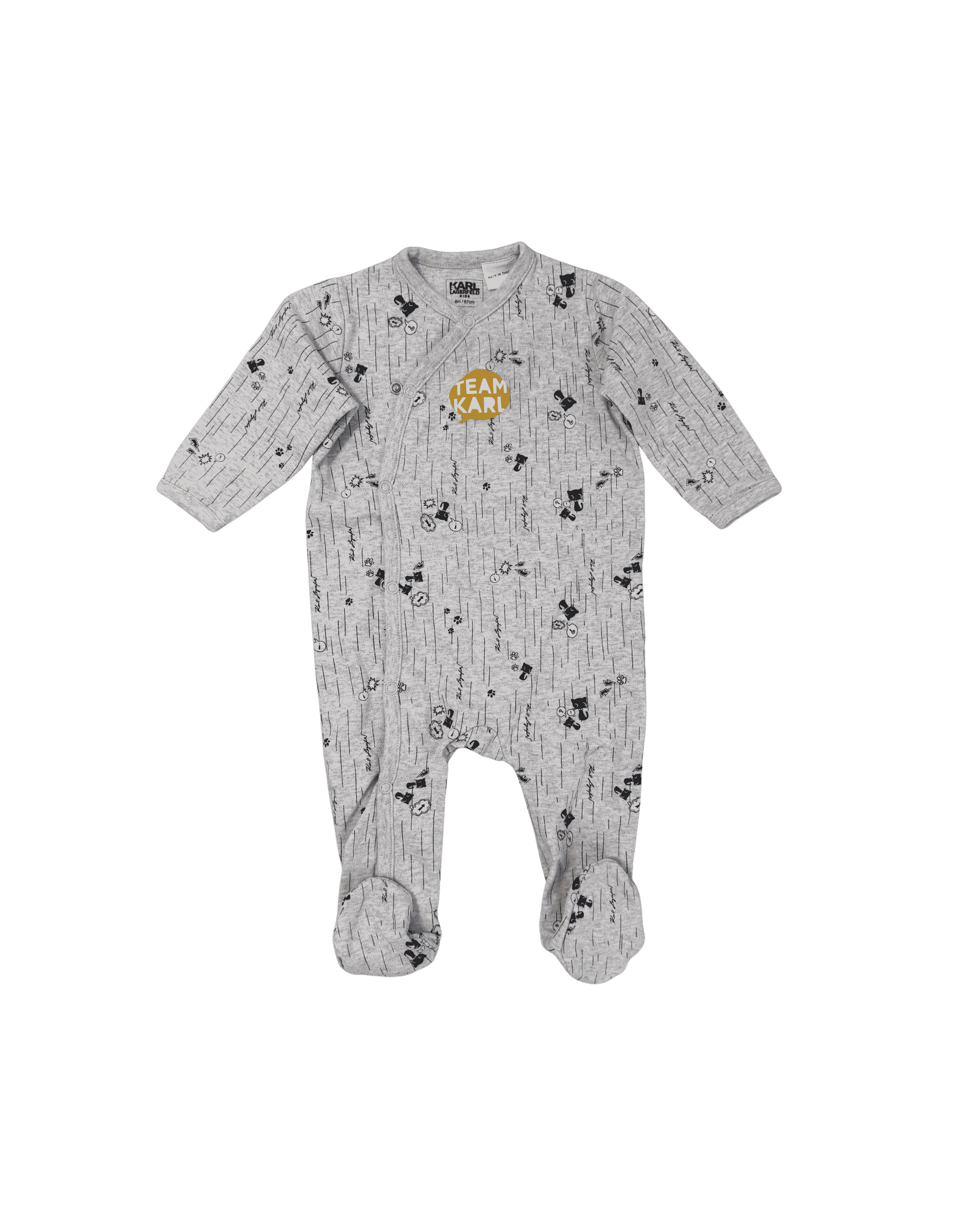 Karl Lagerfeld Kids Grey Cat Footie 6M