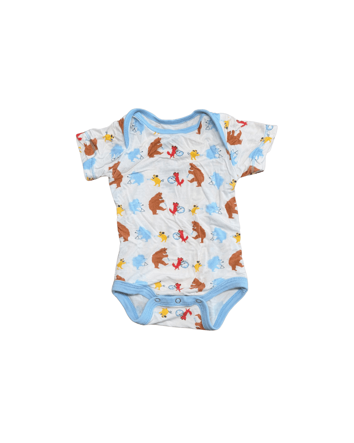 KicKee Pants White and Blue Animal Band Onesie 0-3M