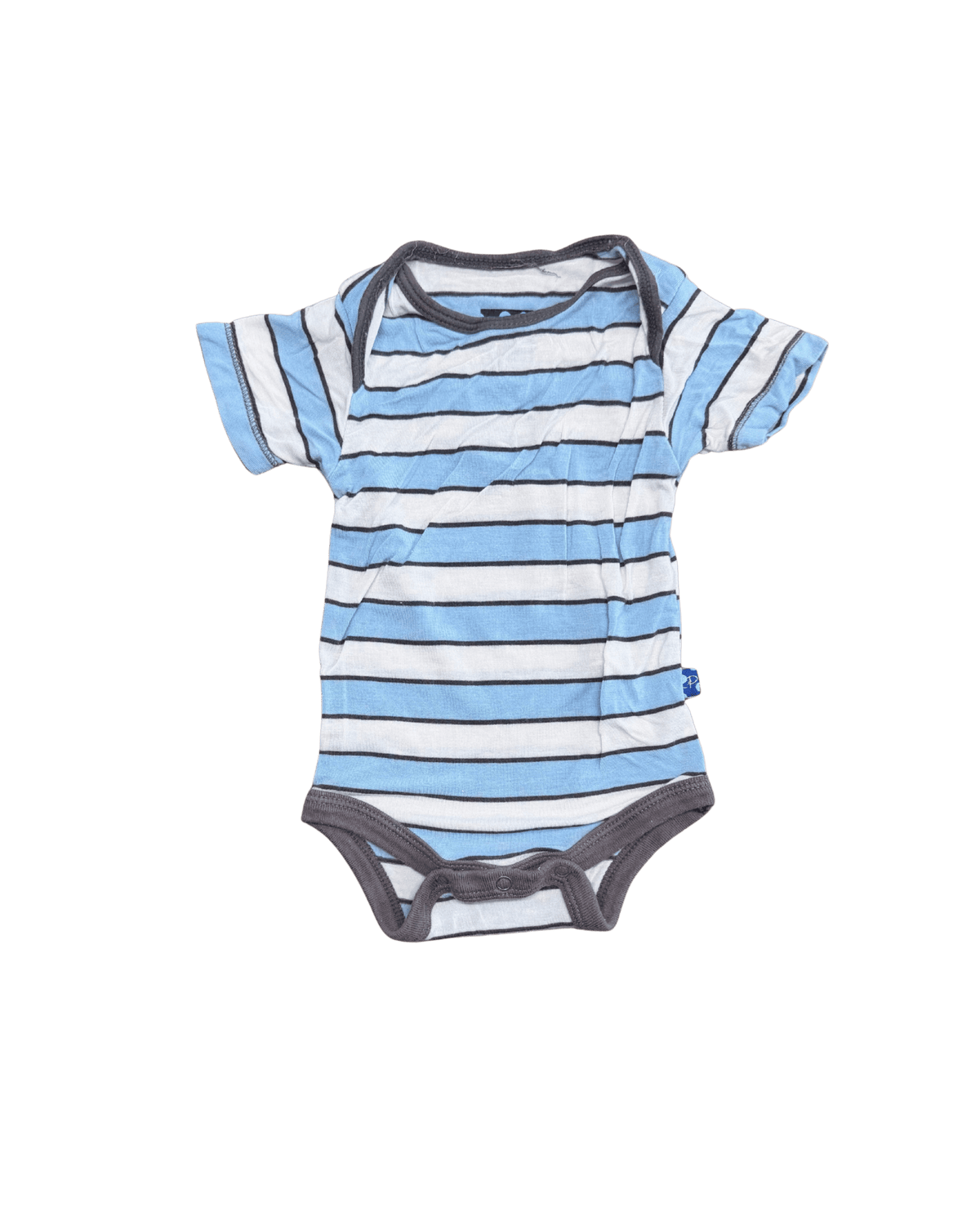 KicKee Pants White and Blue Striped Onesie 0-3M