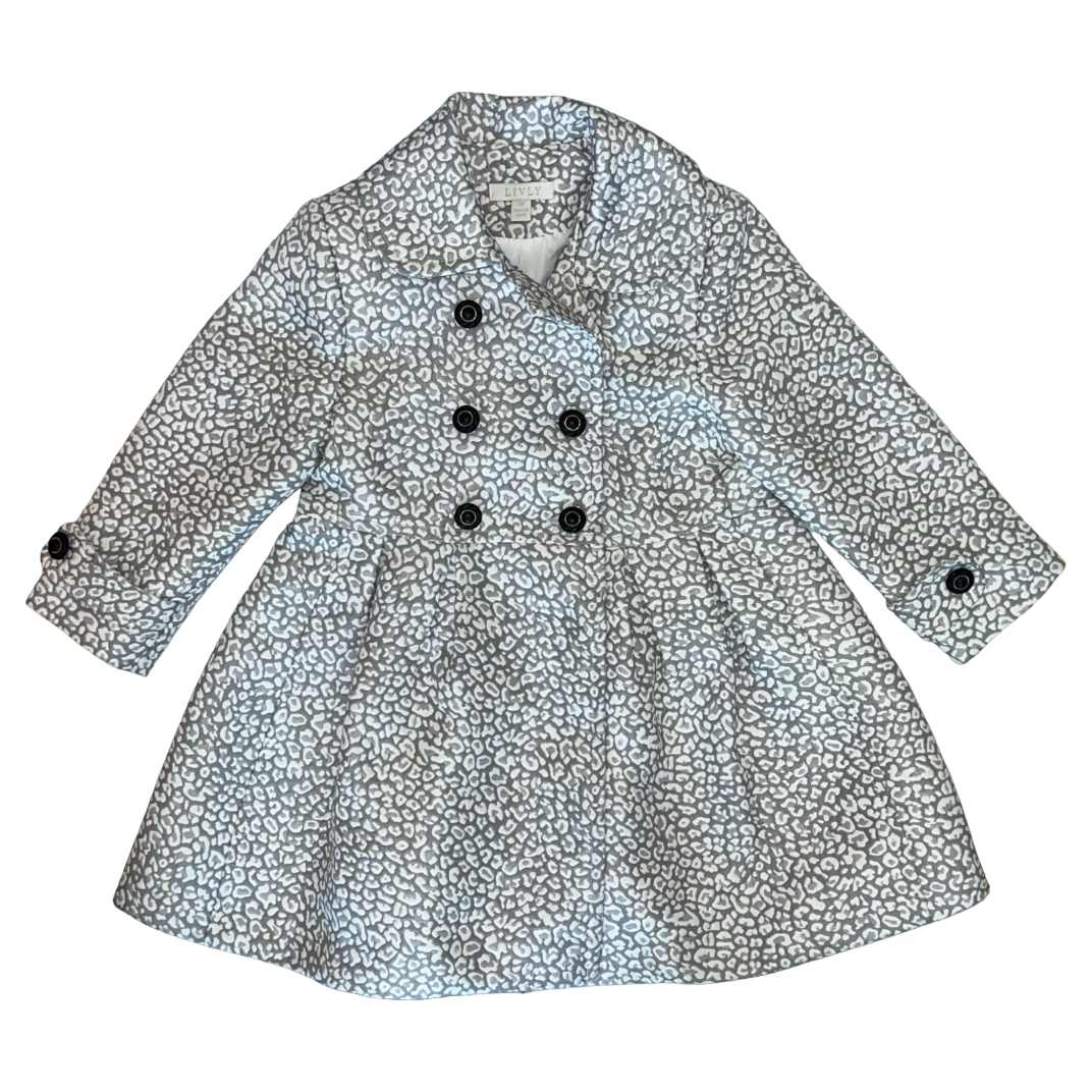 LIVLY Grey Leopard Dress Coat 3Y