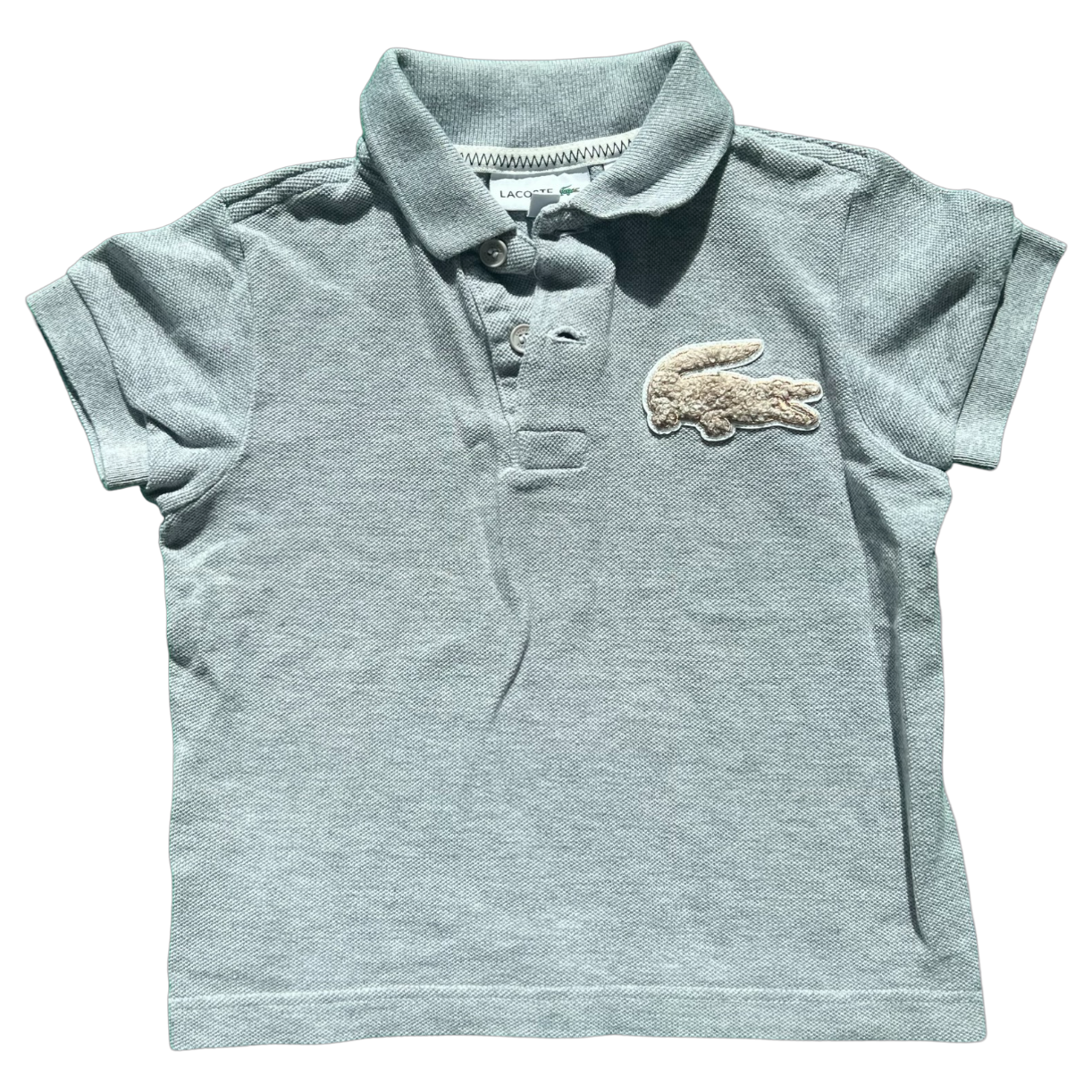 Lacoste Grey Cotton Piqué Fleece Logo Polo 2Y