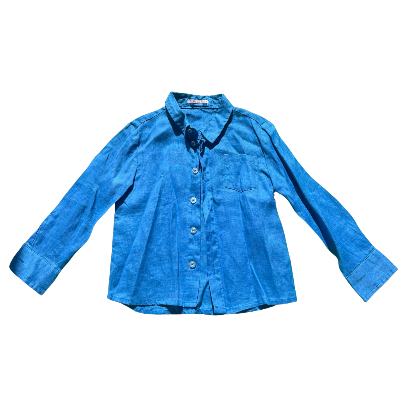 Leoni Al Sole Positanerie Italian Linen Blue Shirt 4Y