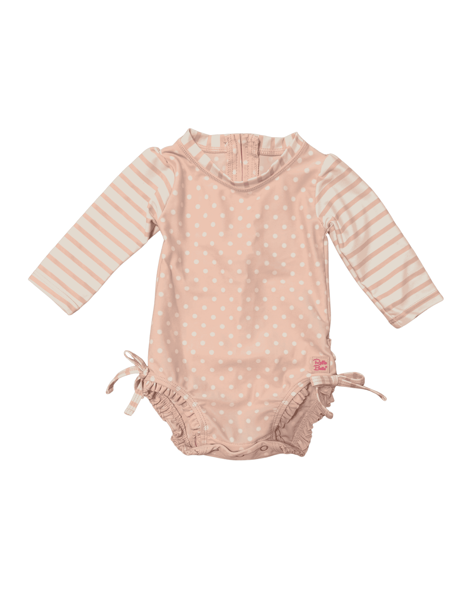 Ruffle Butts Pink Long-Sleeve One-Piece Swimsuit 3-6M