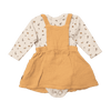 Rabbit + Bear Yellow Overall Dress with Long-Sleeve Onesie Set 12M