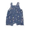Peek Cotton Blue Jean Romper with Flowers and Pockets 3-6M