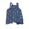 Peek Cotton Blue Jean Romper with Flowers and Pockets 3-6M