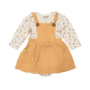 Rabbit + Bear Yellow Overall Dress with Long-Sleeve Onesie Set 12M