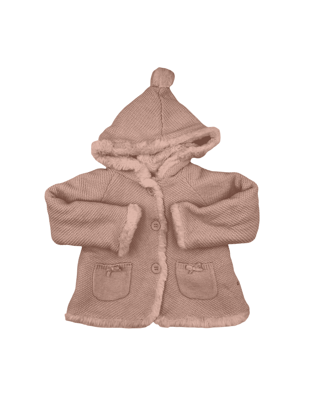 Mayoral Pink Hooded Coat with a Faux Fur Lining 18M