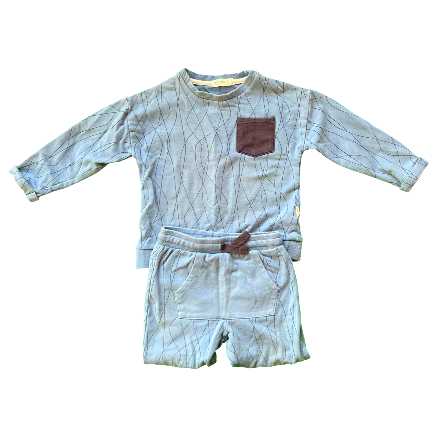 Miles Baby Blue Modern Line Sweatsuit 3Y