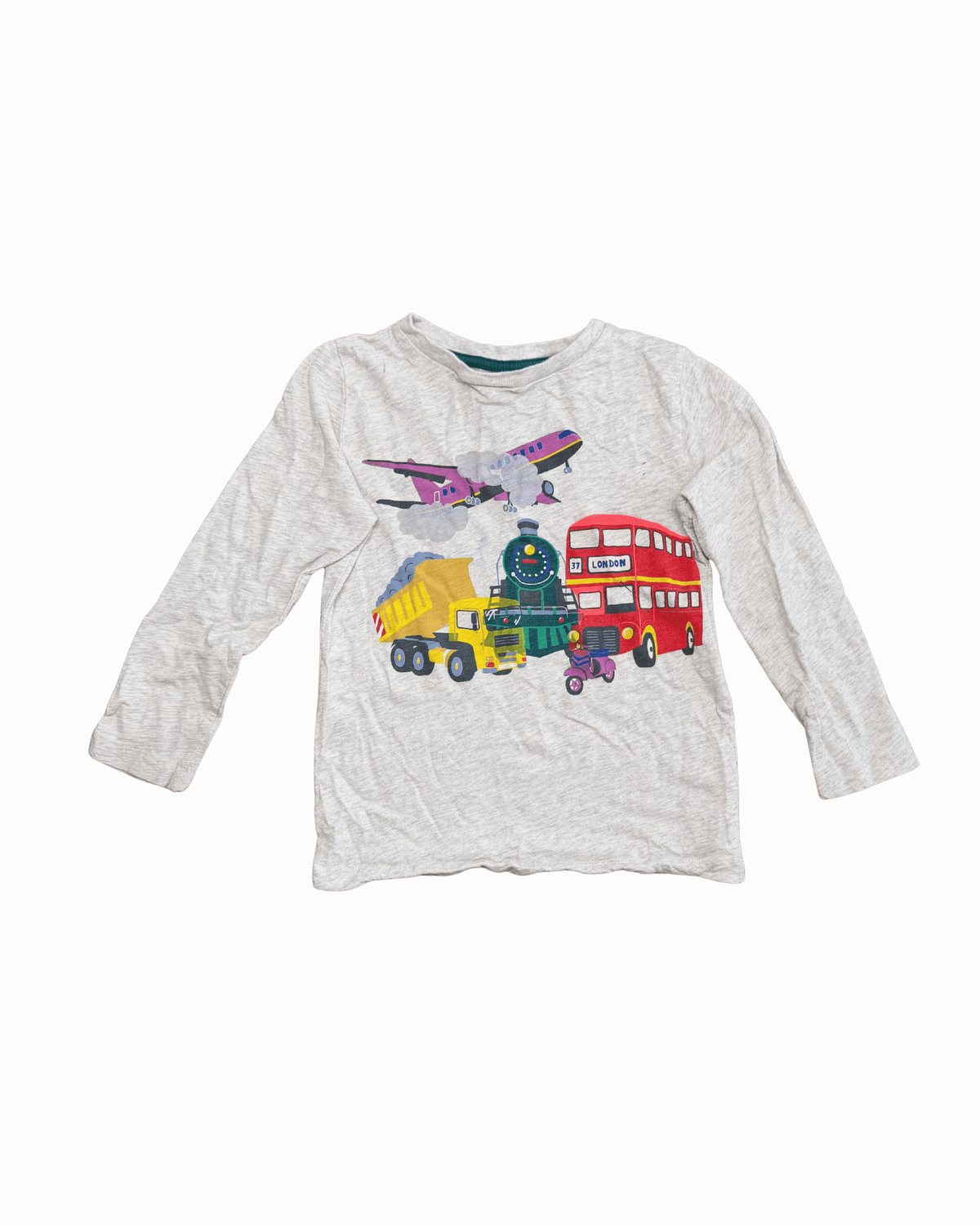 Mini Boden Long-Sleeve Transportation Graphic Shirt 5-6Y