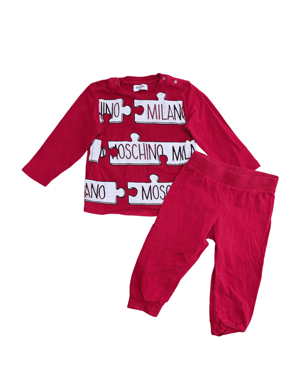 Moschino Baby Red Puzzle Long-Sleeve Track Suit Set 9-12M