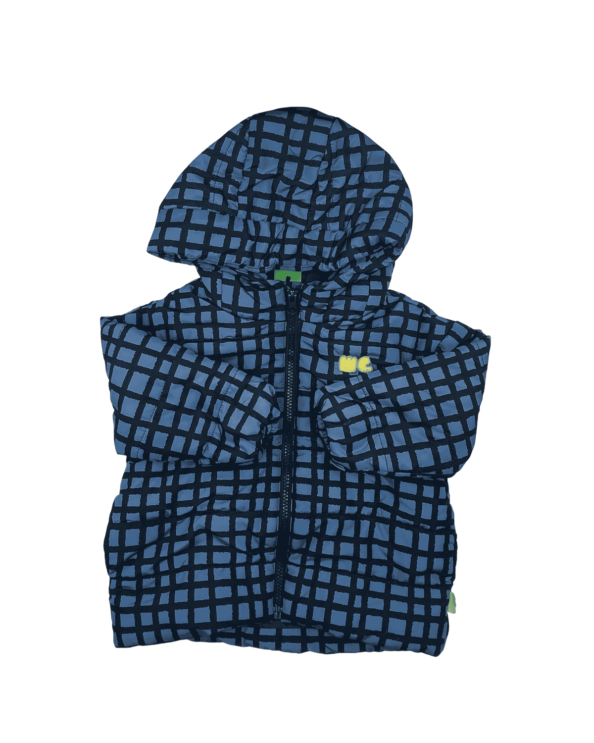 Mon Coeur Nylon Blue Grid Puffer Jacket 2Y