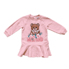Moschino Pink Teddy Bear Logo Long-Sleeve Dress 6-9M