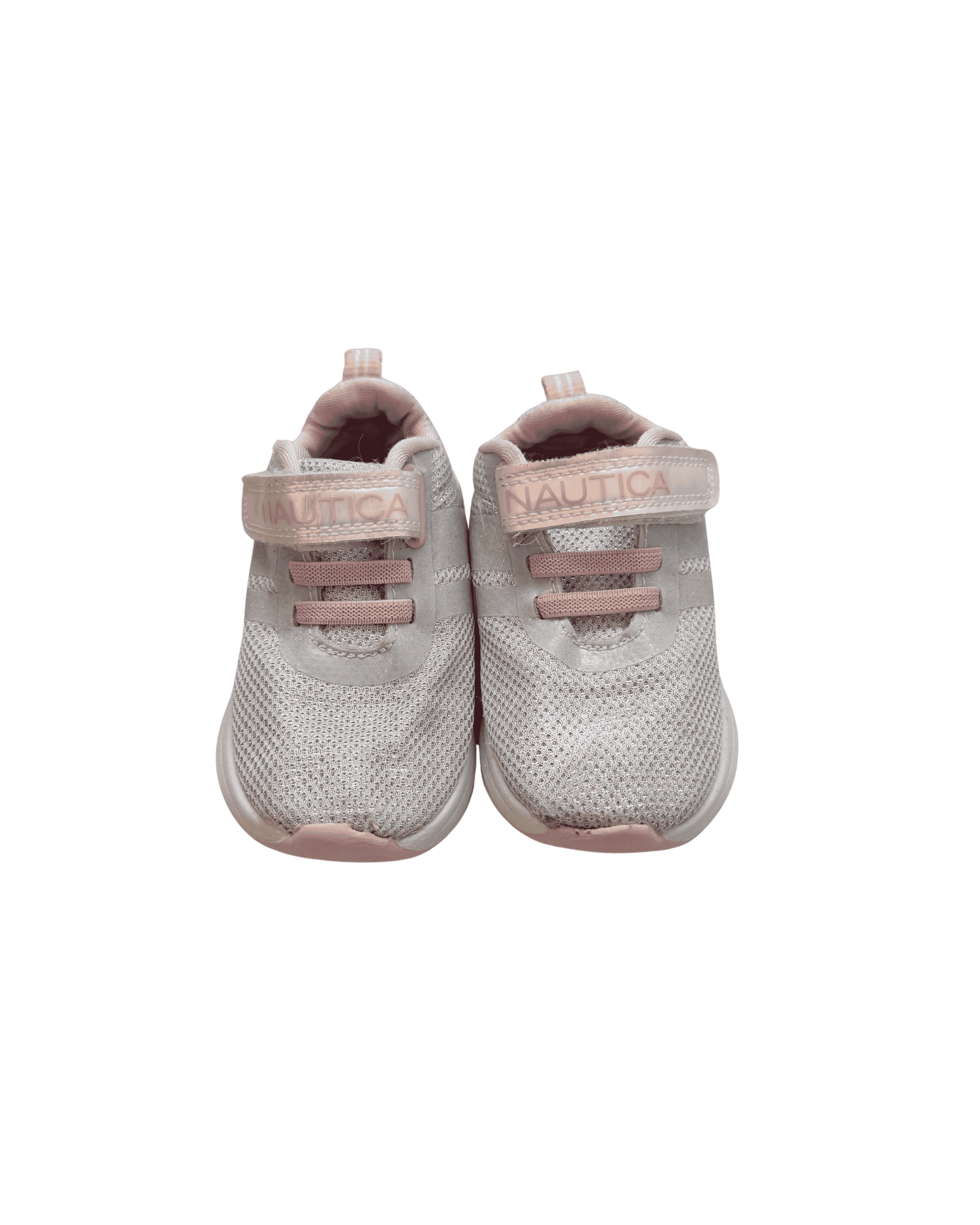 Nautica Pink and Grey Shimmer Velcro Sneaker 3Y (US 7)