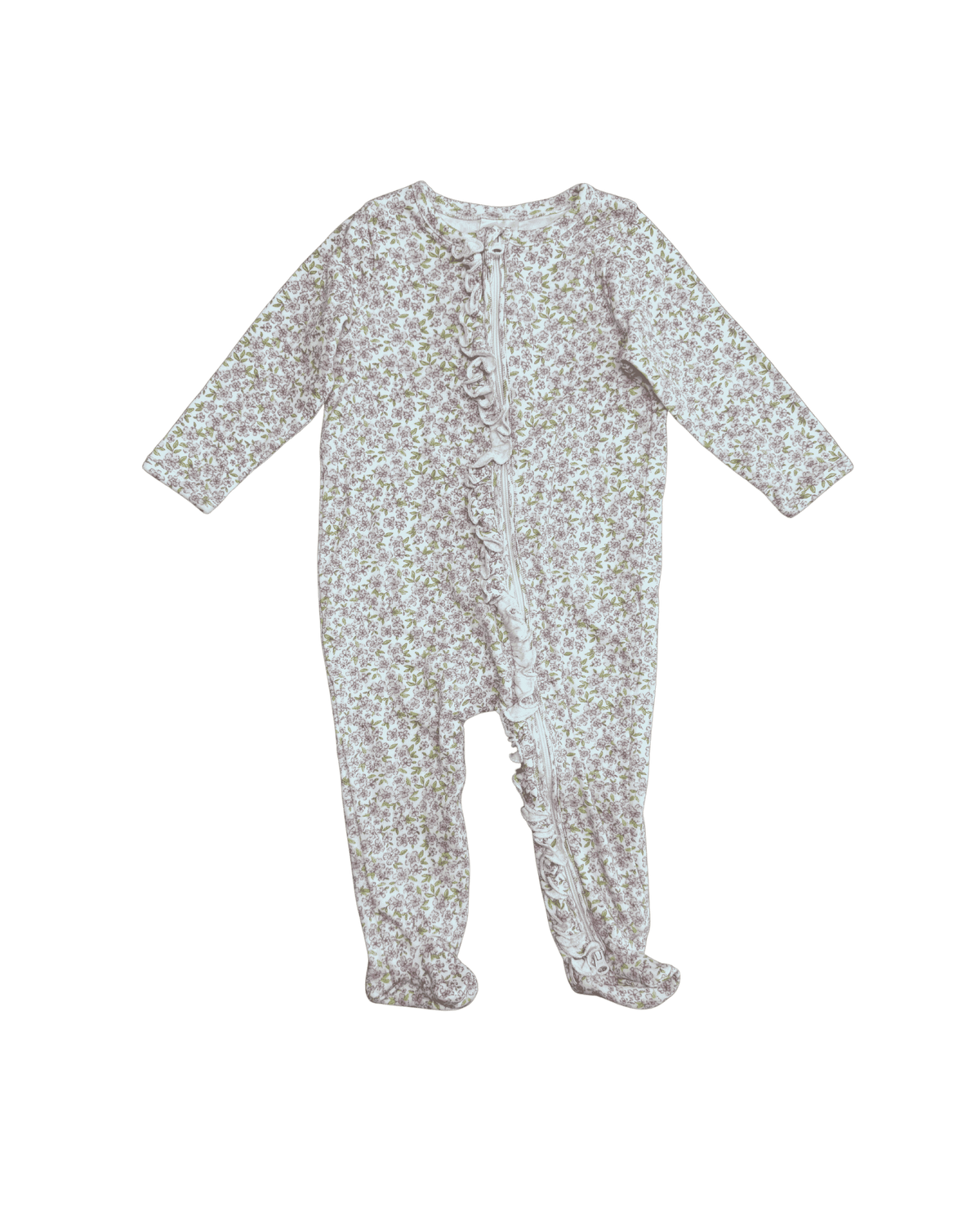 Nordstrom Floral Ruffle Zip-Up Footie Pajamas 6M