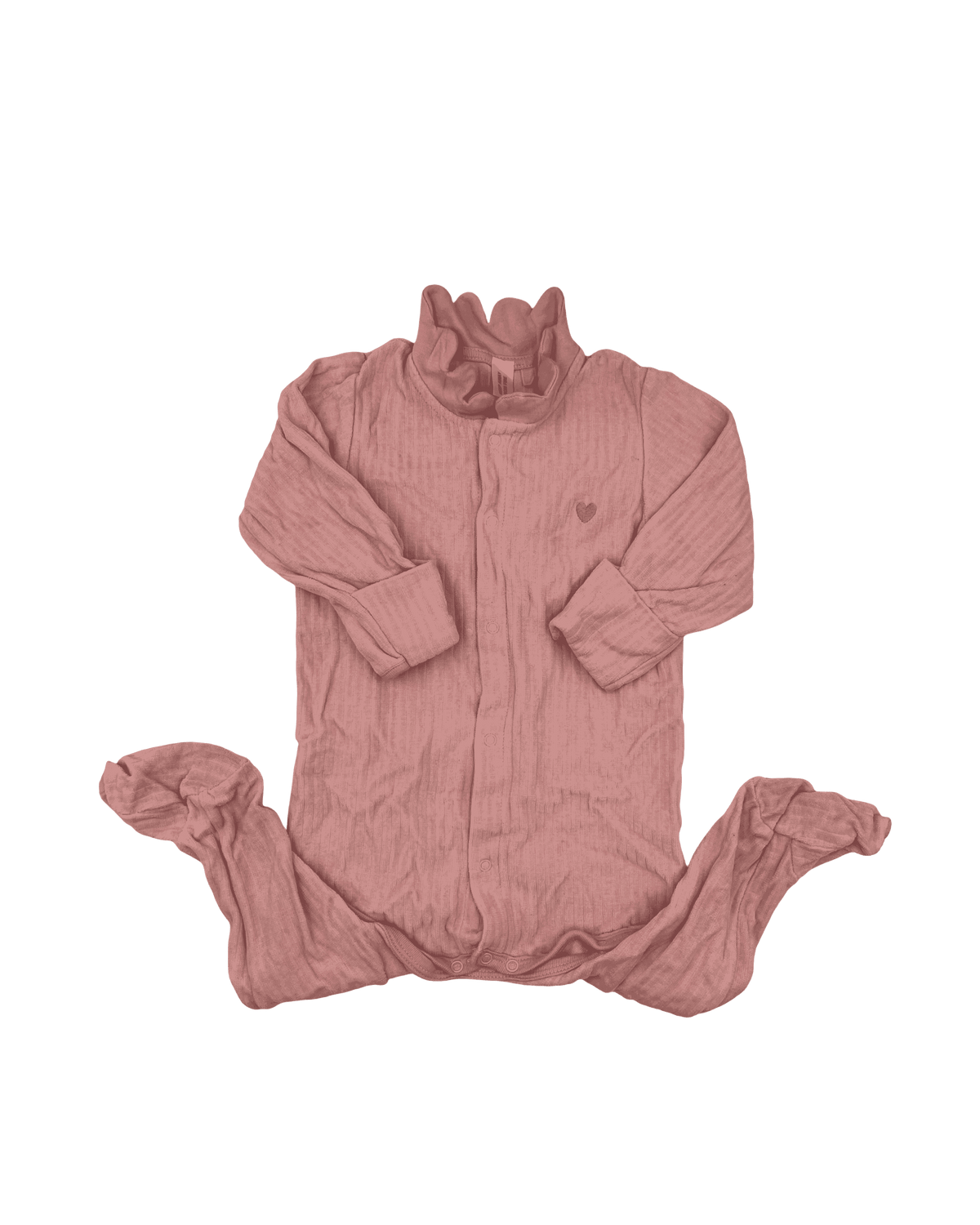 Petit Bateau Pink Ruffled Collar Footie 12M