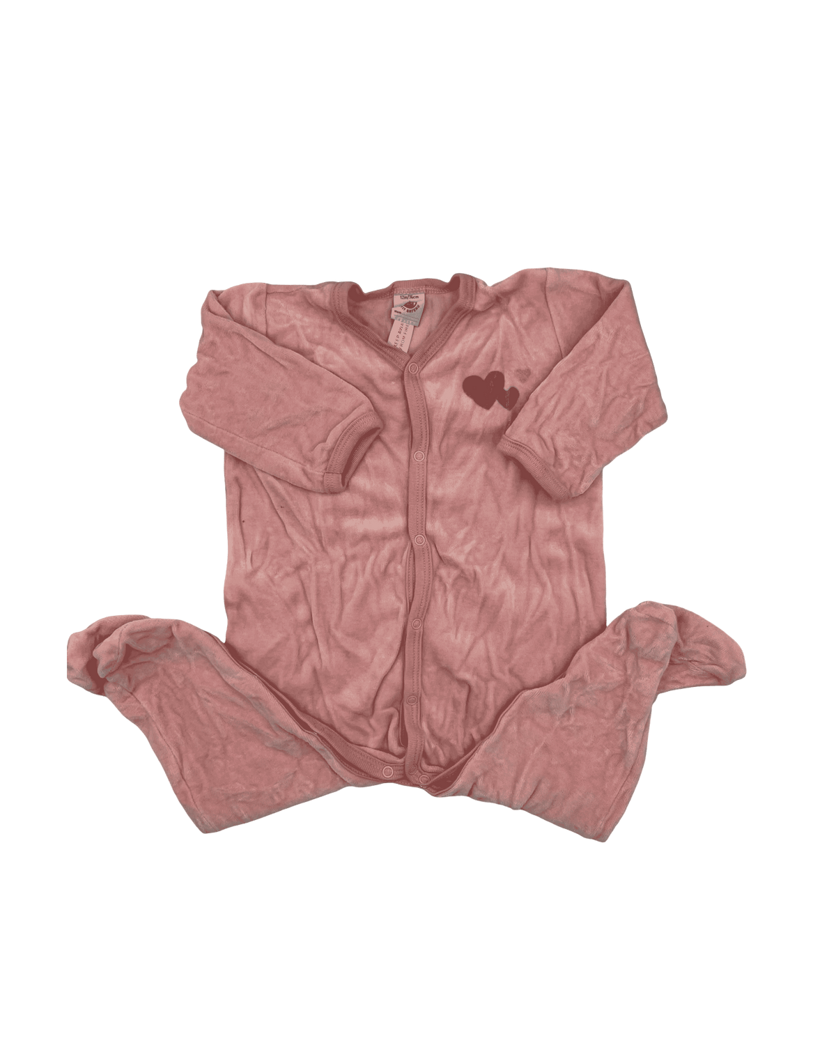 Petit Bateau Front Snap Heart Footie 12M