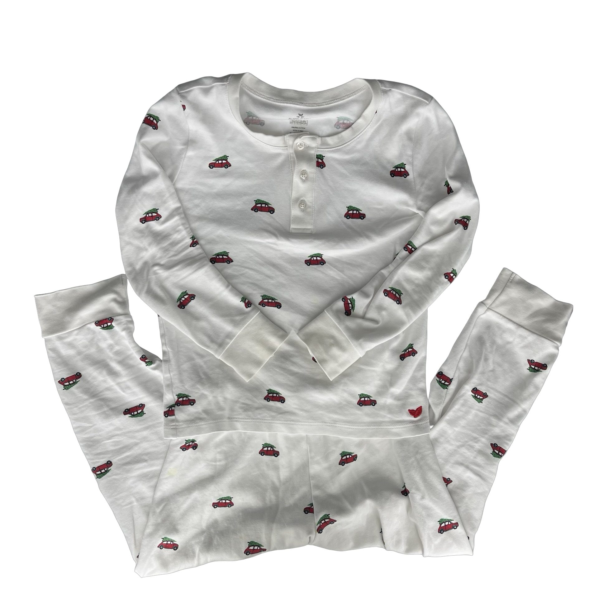 Petite Plume White with Red Christmas Truck Holiday Long-Sleeve Pajama Set 6Y