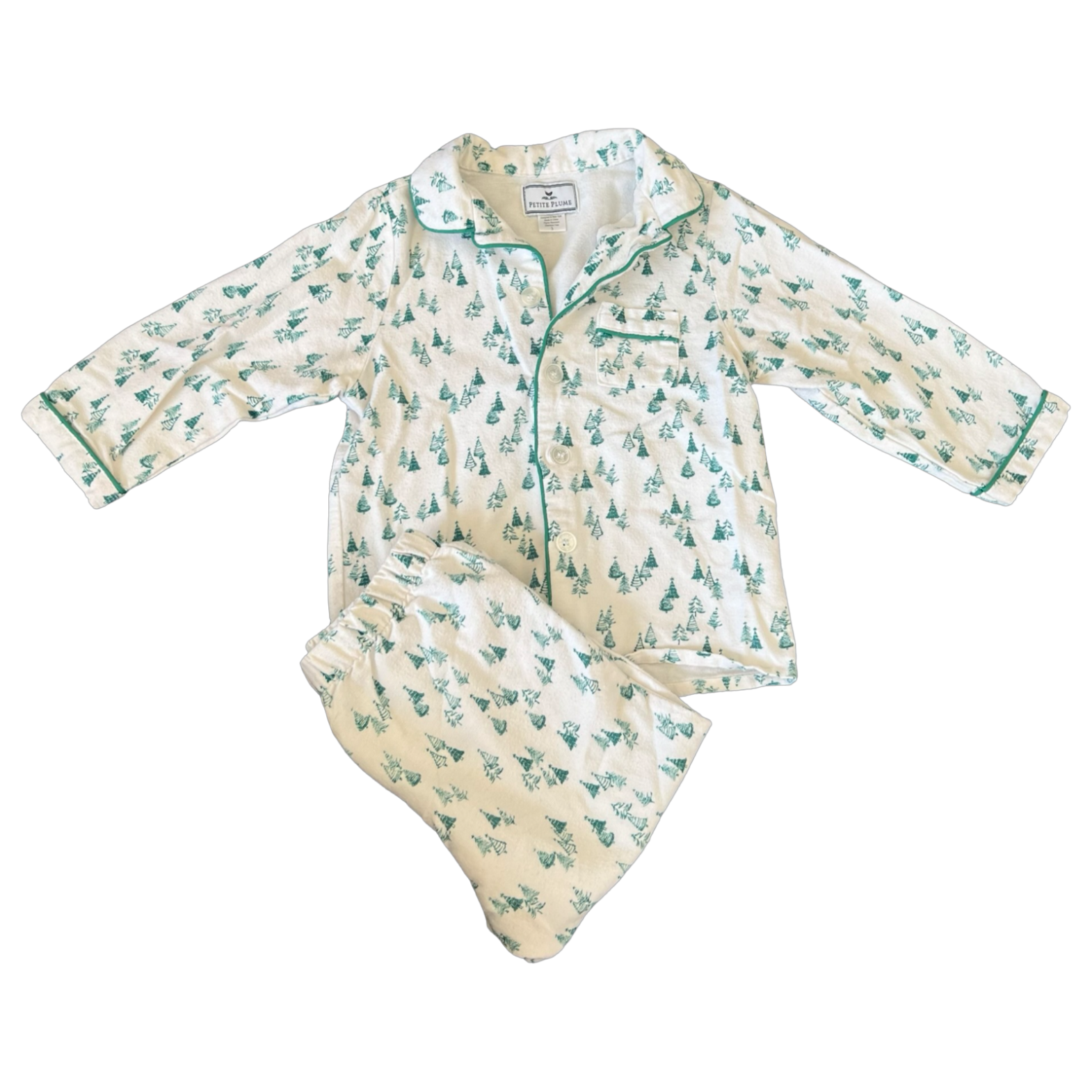Petite Plume Christmas Tree Twill Pajama Set 3Y