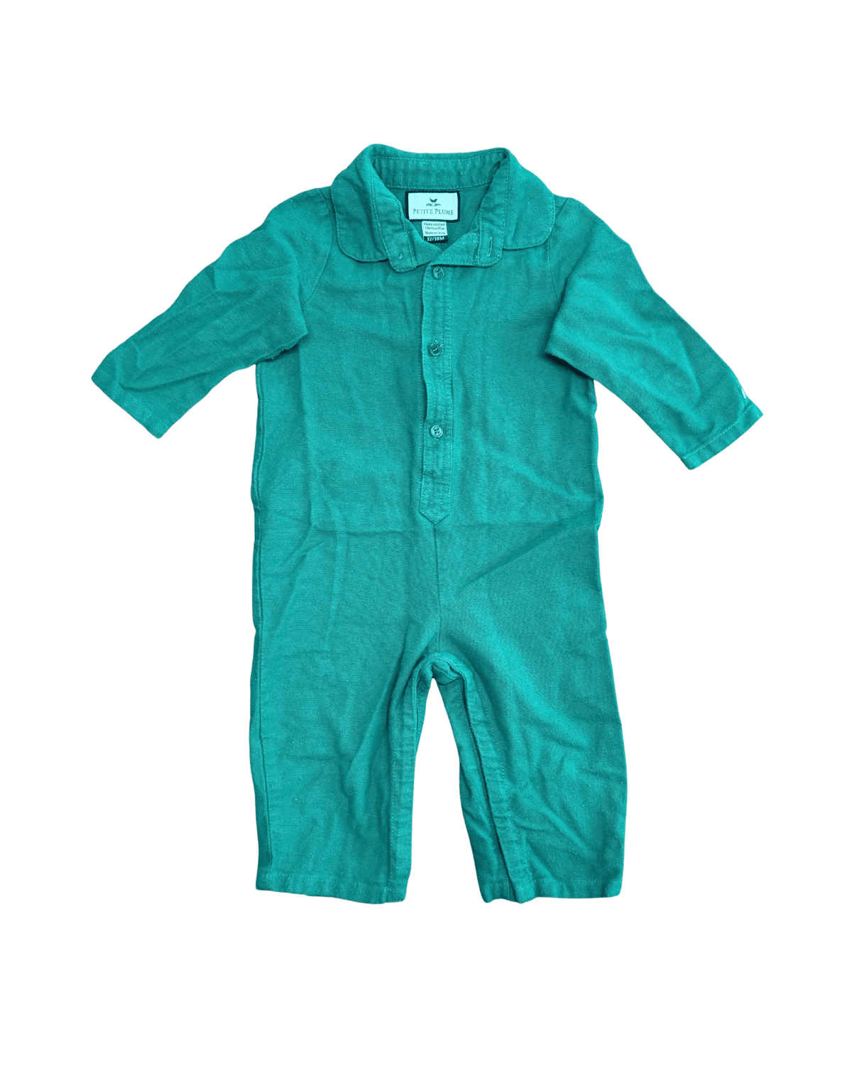 Petite Plume Green Collared Romper 12-18M