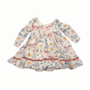 Pink Chicken White Dress with a Butterfly Pattern 6-12M