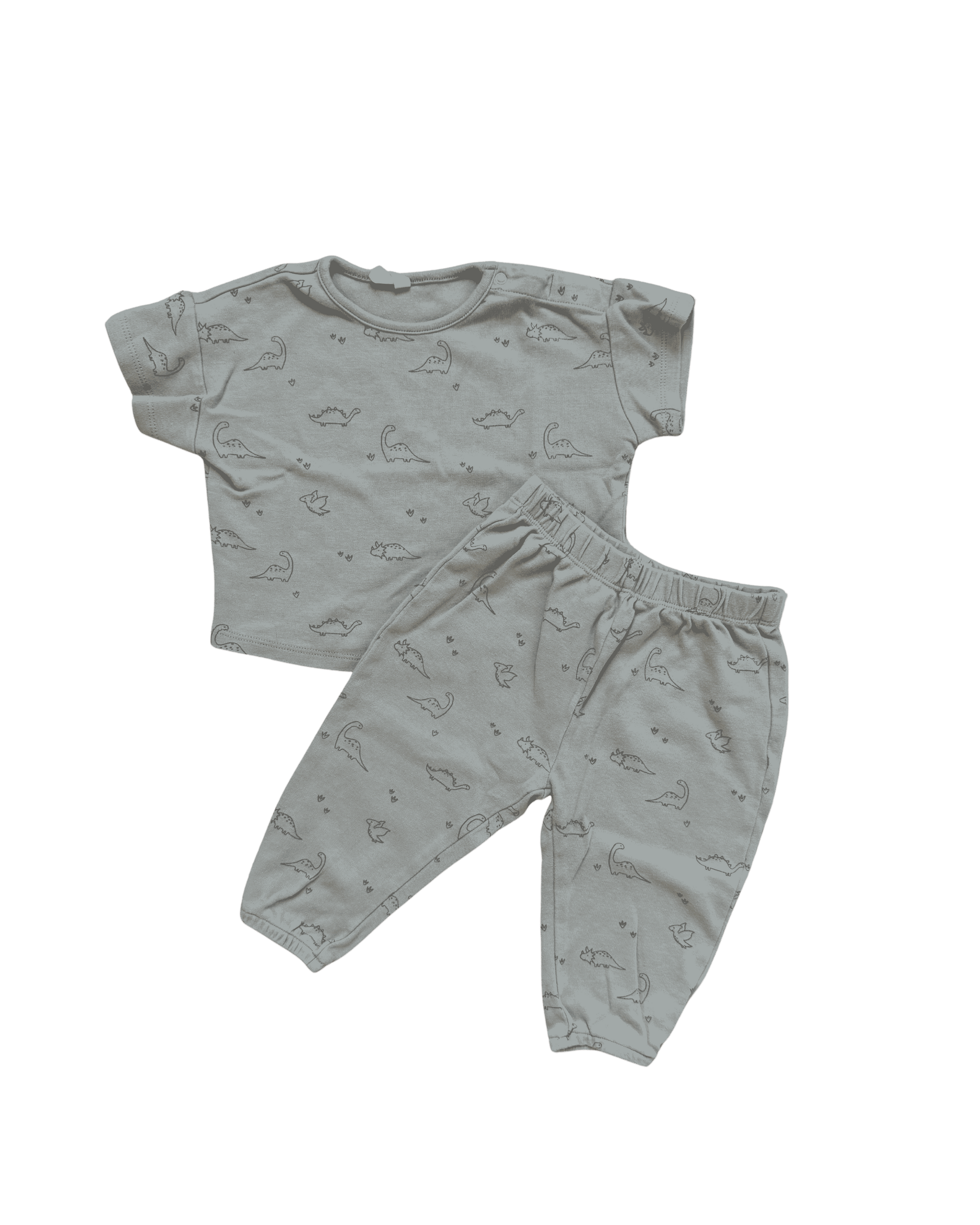 Quincy Mae Green Dinosaur Short-Sleeve and Pants Set 12-18M