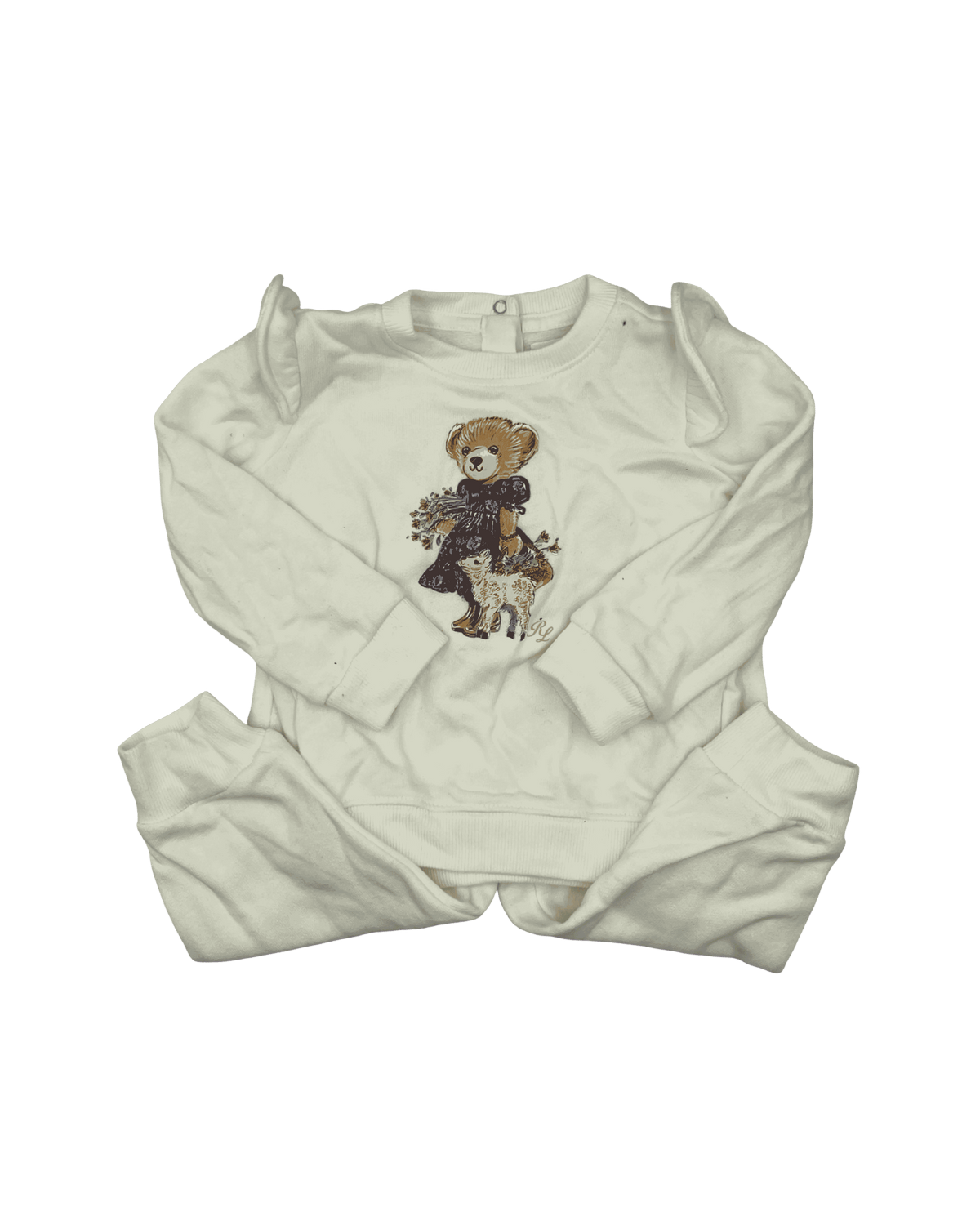 Ralph Lauren White Polo Bear Sweatshirt and Pants Set 12M