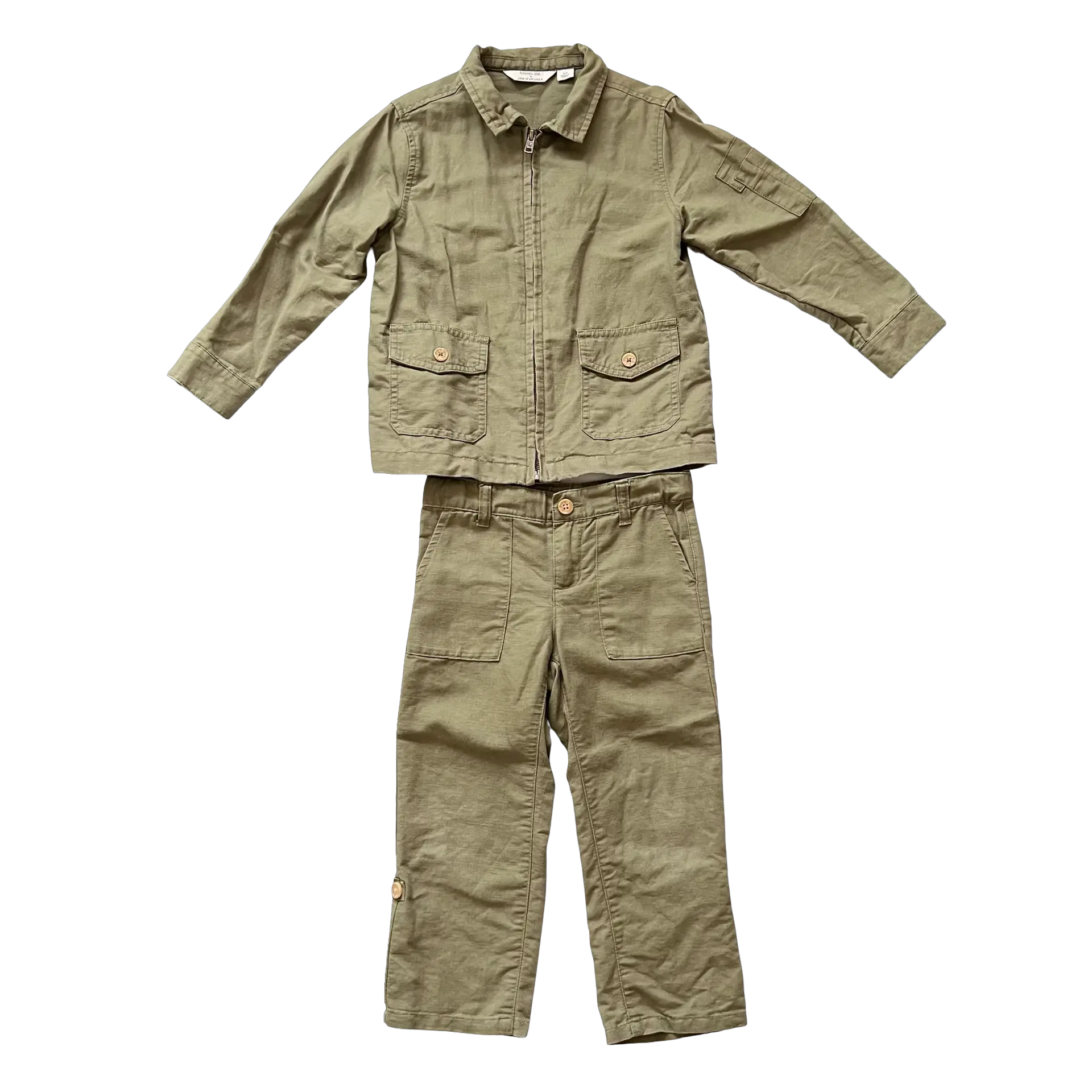 Rachel Zoe x Janie and Jack Olive Cargo Zip Up Jacket and Pant Set 4Y