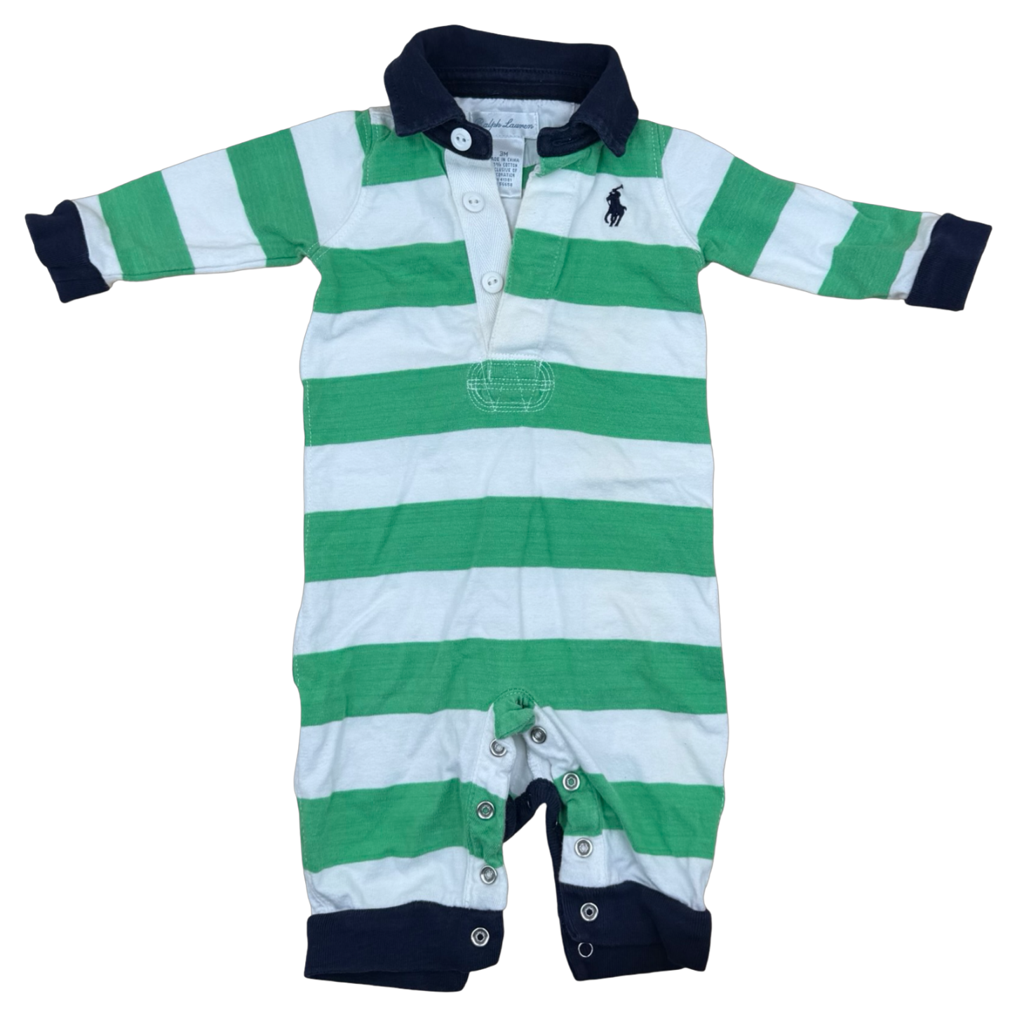 Ralph Lauren Green Stripe Polo Coverall 3M