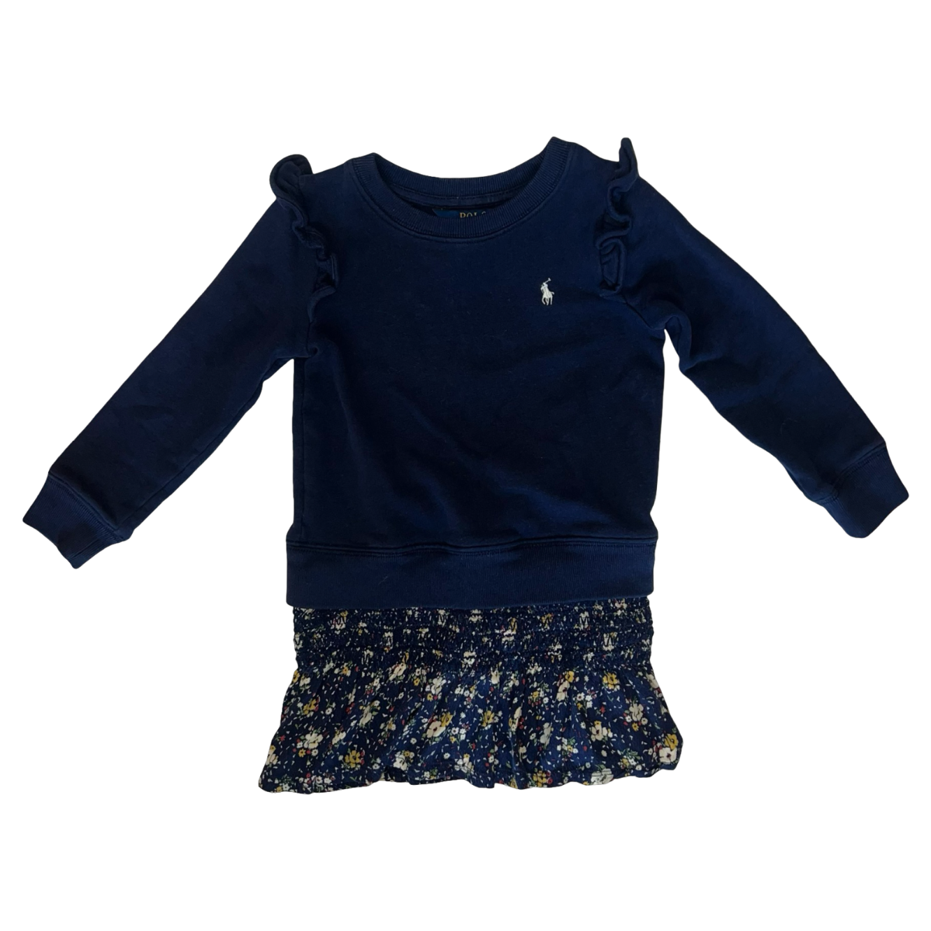 Ralph Lauren Long Sleeve Floral Fleece Sweatshirt Dress 4Y