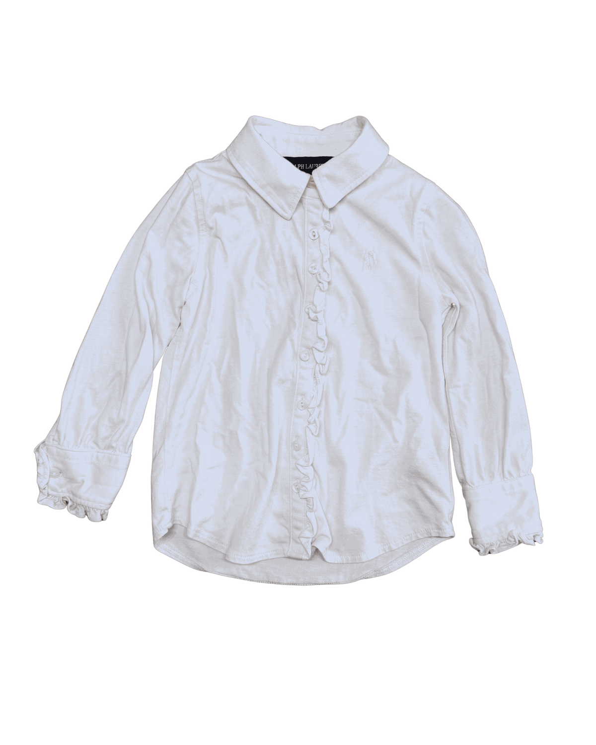 Ralph Lauren Girls' Ruffled Cotton White Long-Sleeve 2Y