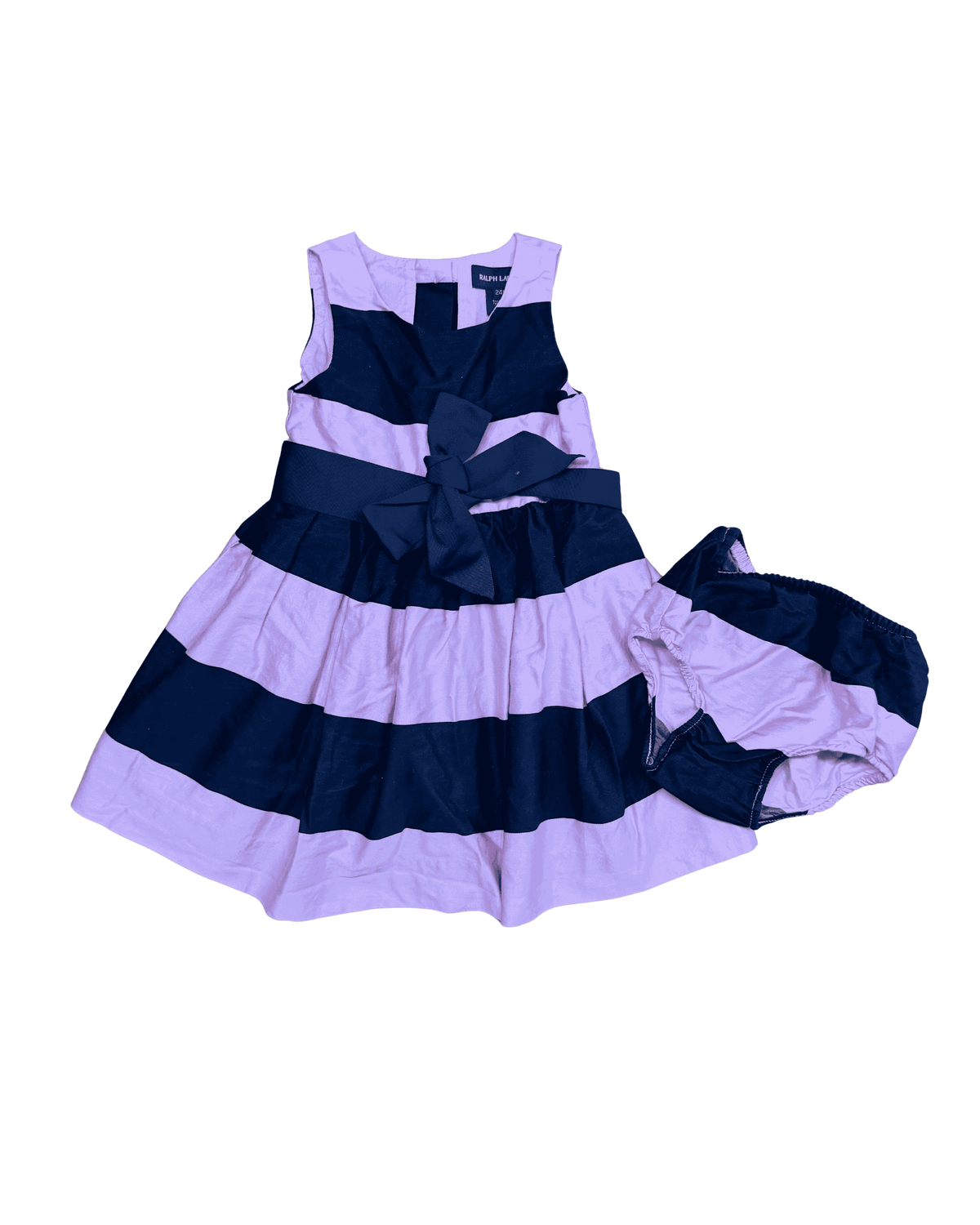 Ralph Lauren Bow Waist Pink Striped Dress 24M