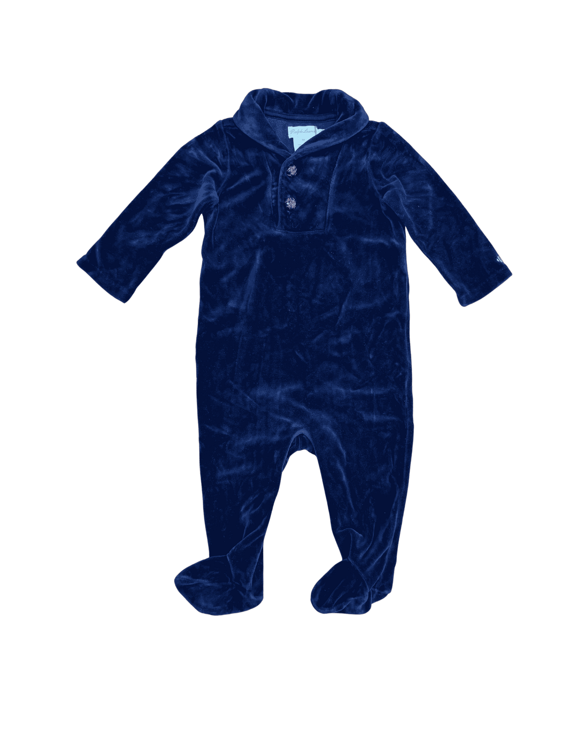 Ralph Lauren Navy Velvet Pima Cotton Footed Coveralls 9M