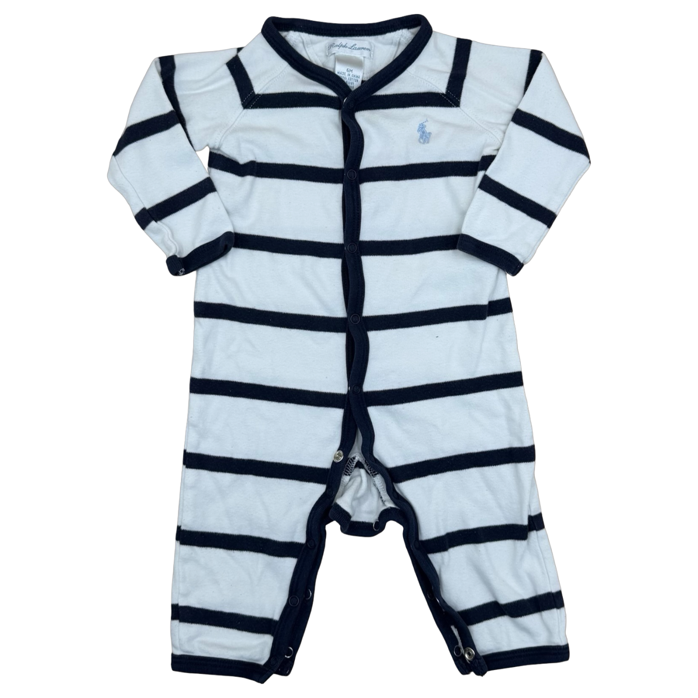 Ralph Lauren White and Navy Stripe Coverall 6M