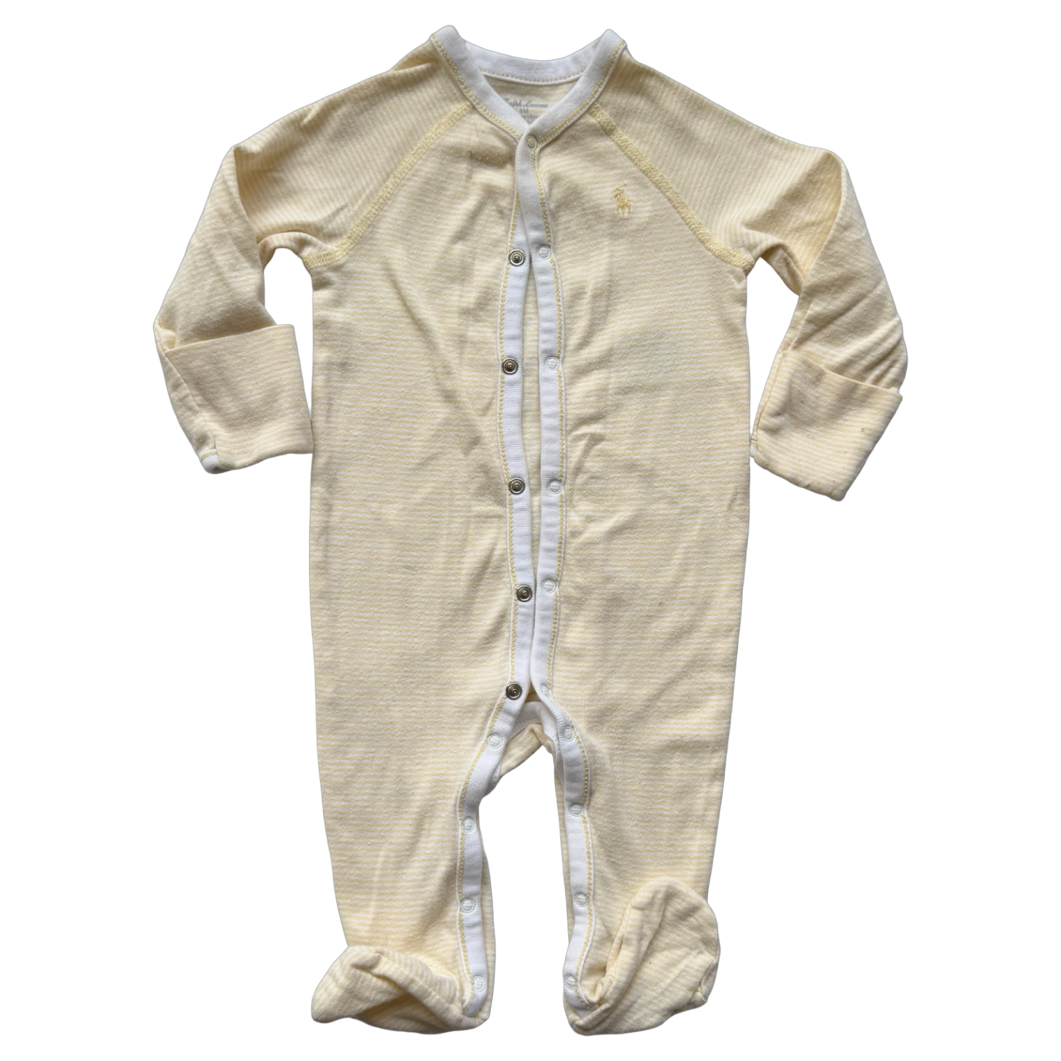 Ralph Lauren Yellow Striped Footed Coverall 6M