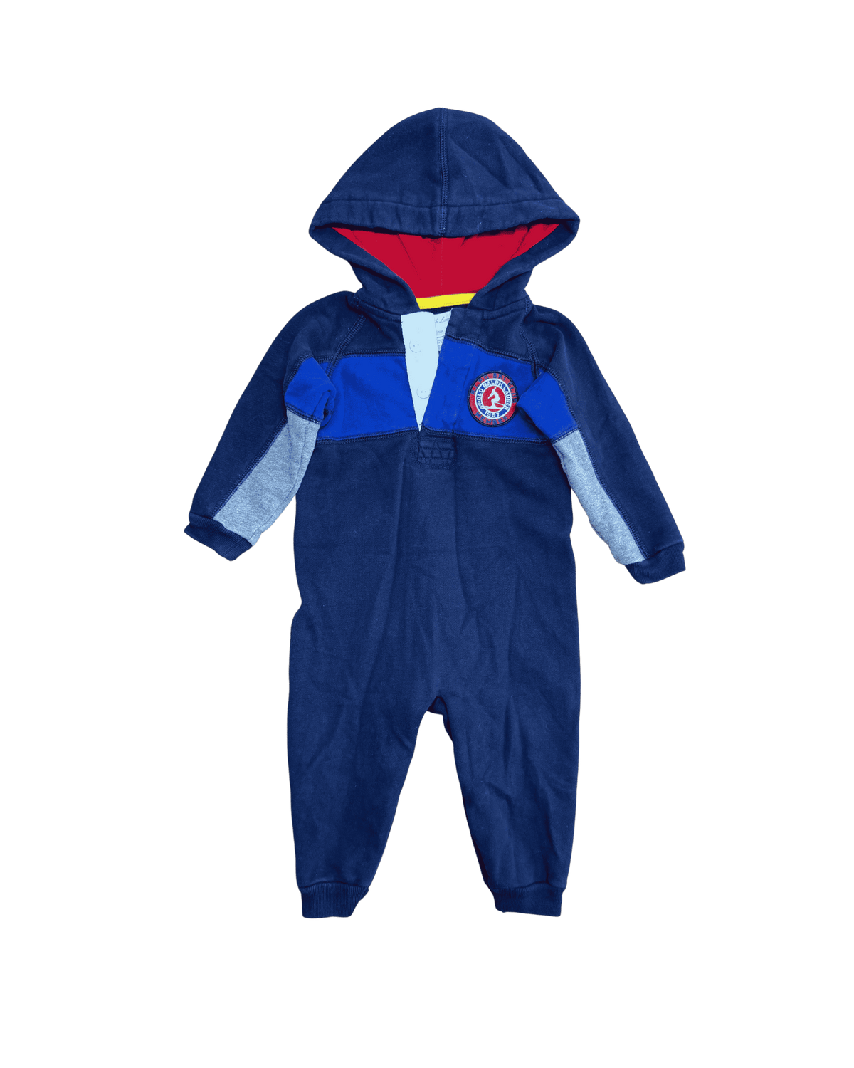 Ralph Lauren Blue, Red, Yellow, and Grey Long-Sleeve Coverall 12M