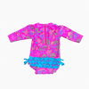 RuffleButts Hot Pink Tropical Long-Sleeve One-Piece Rash Guard Swimsuit 3-6M