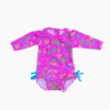 RuffleButts Hot Pink Tropical Long-Sleeve One-Piece Rash Guard Swimsuit 3-6M