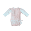 RuffleButts Light Pink Polka Dots and Striped Long-Sleeve One-Piece Rash Guard Swimsuit 3-6M