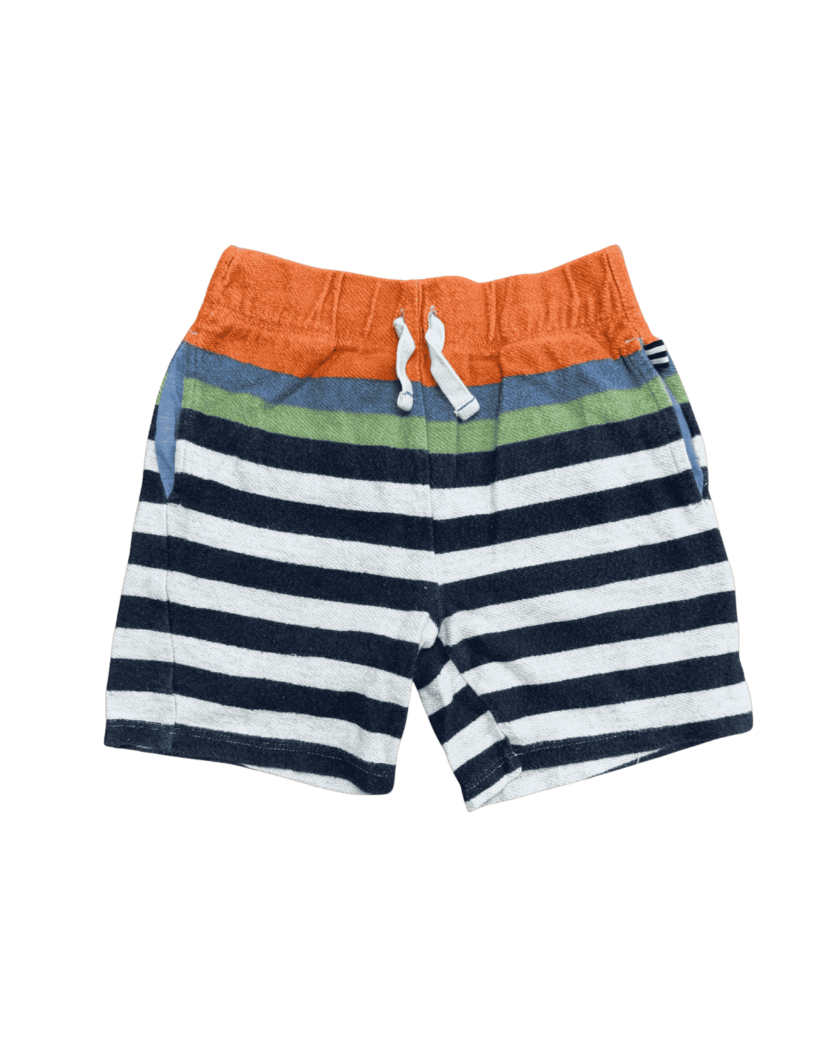 Splendid Orange, Blue, Green, Black, and White Striped Cotton Shorts 5-6Y