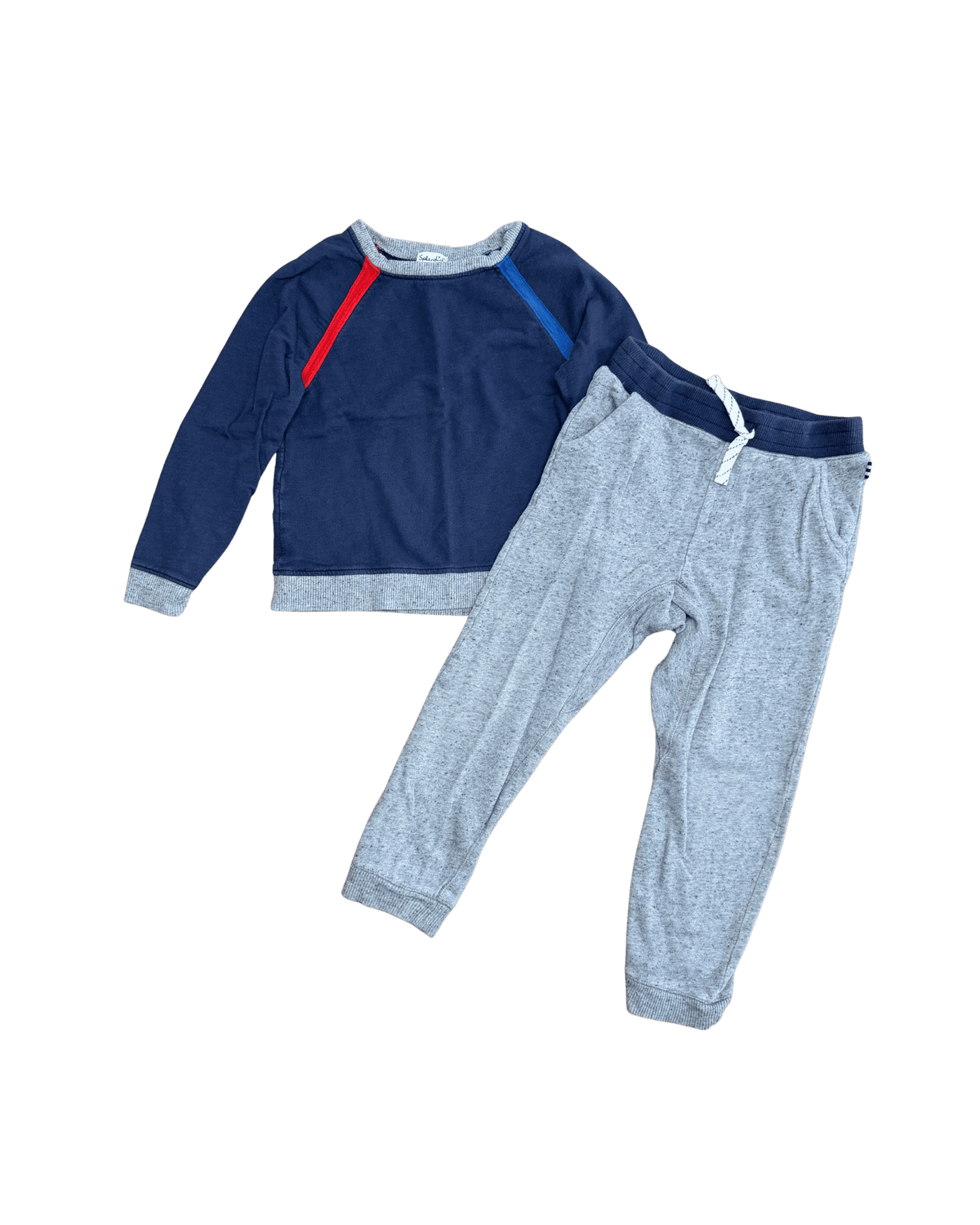 Splendid Sweat Set - Navy Crewneck with Matching Grey Sweatpants 7Y