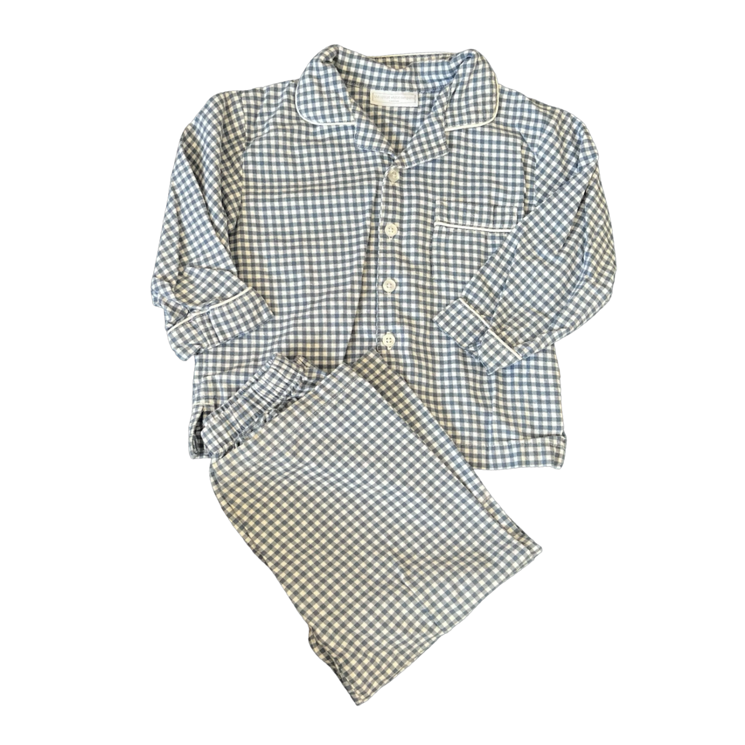 The Little White Company Brushed-Flannel Grey Gingham-Print Pajamas 2-3Y