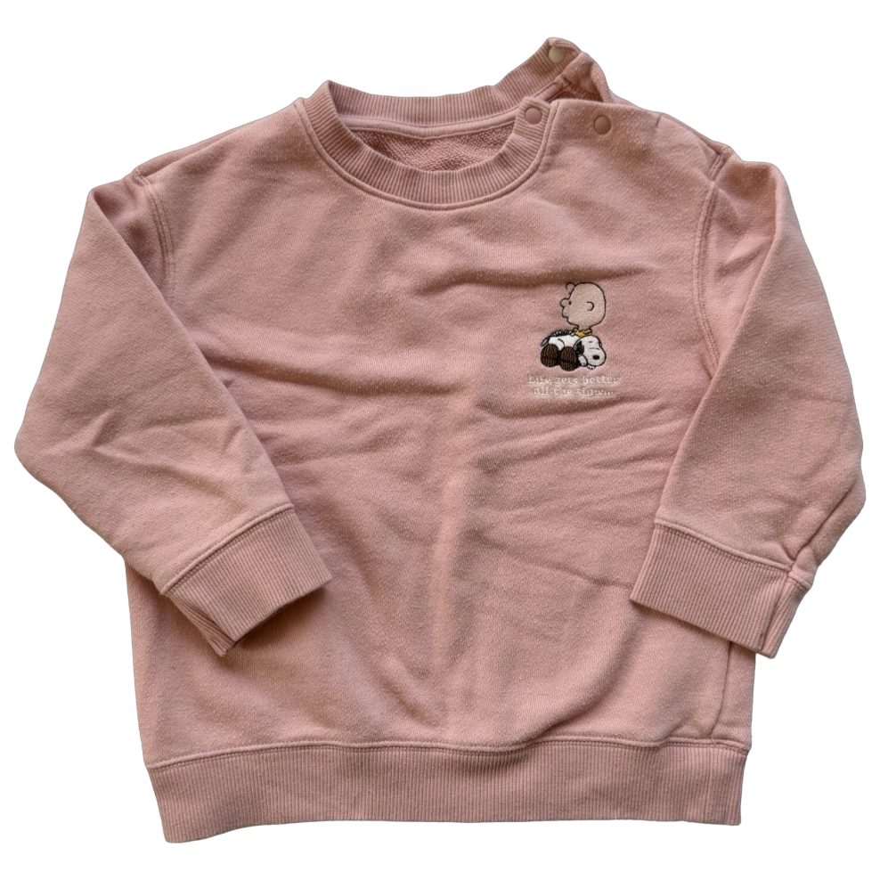 Uniqlo Baby Charlie Brown Pink Sweatshirt 2-3Y