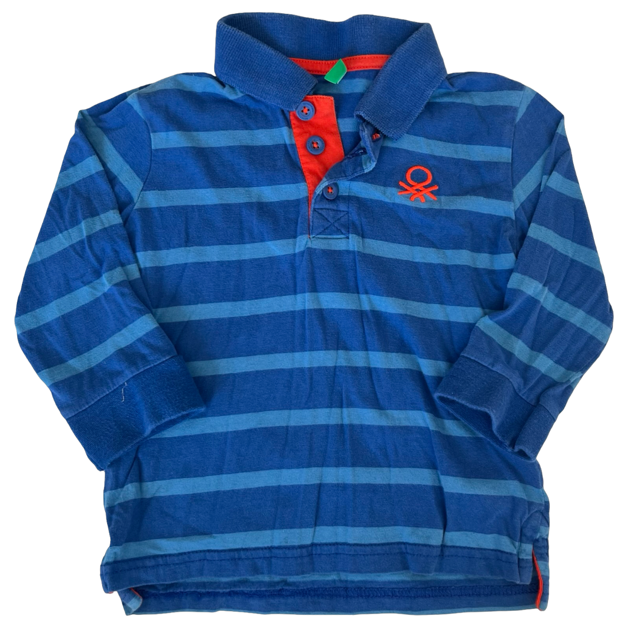 United Colors of Benetton Blue Striped Long Sleeve Polo 2Y
