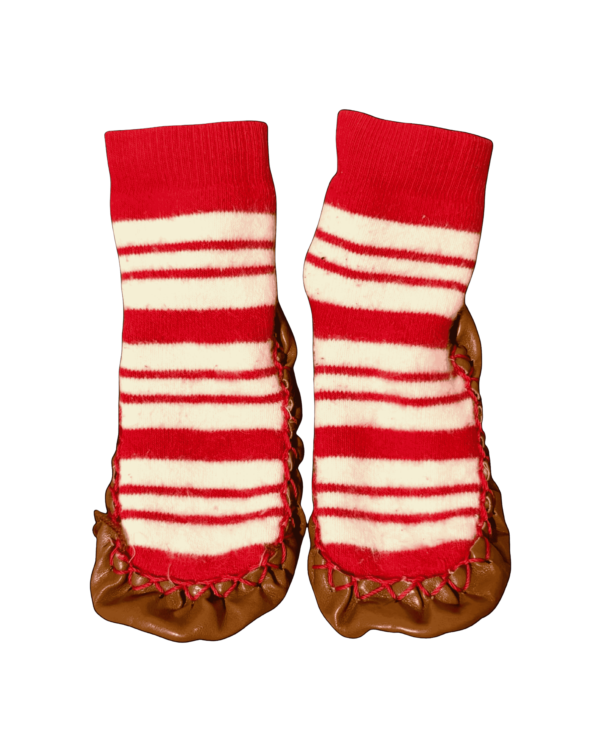 Hanna Andersson Holiday Red & White striped Booties / Slipper Moccasins 7-9 US