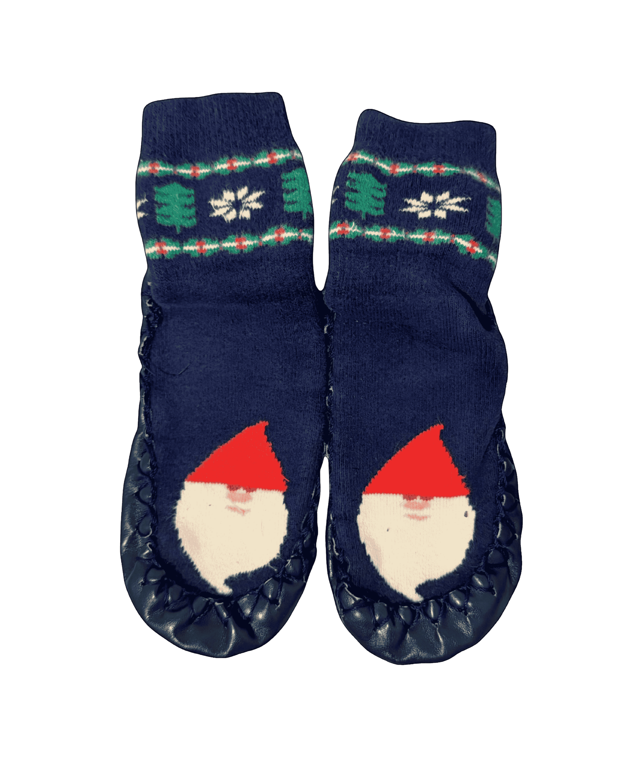 Hanna Andersson Holiday Navy Santa Gnome Booties / Slipper Moccasins 10-12 US
